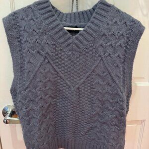 blue knit sweatvest